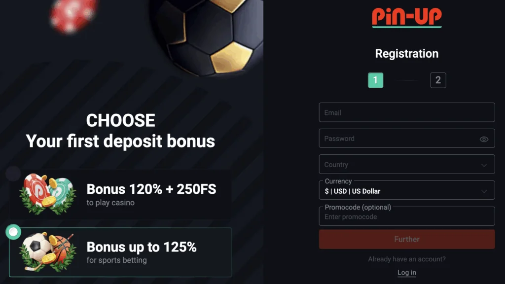 registration at Pin-Up Bet