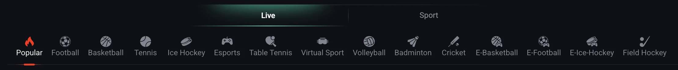 sports for betting at Pin Up Bet